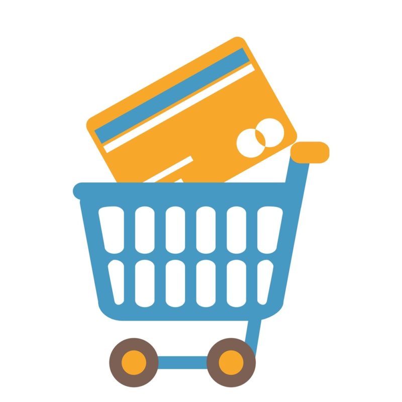 Tuotekuva maksutapojen asentaminen WooCommerce-verkkokauppaan, ostoskärry, jossa suuri maksukortti
